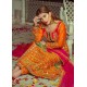 Safety Orange Morpho Churidar for Mehndi Mayun
