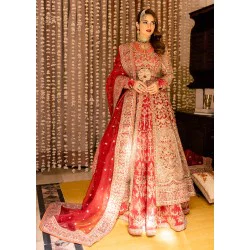 Fire Engine Red Marsh Lehenga