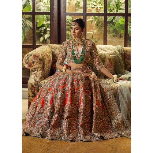 Orange Red Marsh Lehenga