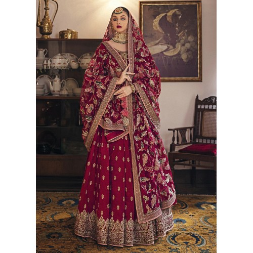 Burgundy Red Marsh Lehenga