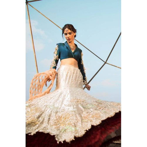 Midnight Green White Balsam Lehenga Midnight Green White Balsam Lehenga