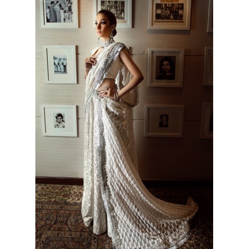 Splashed White Lily Lehenga
