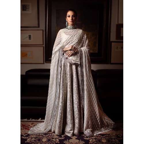 Splashed White Lily Lehenga