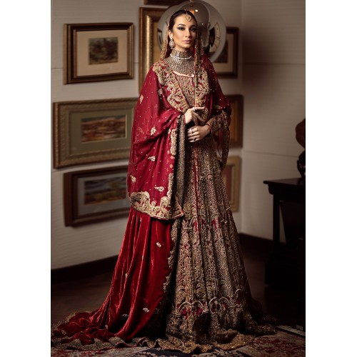 Deep Cardinal Lily Lehenga