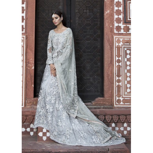 French Grey Aster Lehenga