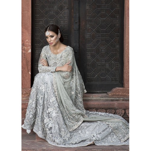 French Grey Aster Lehenga