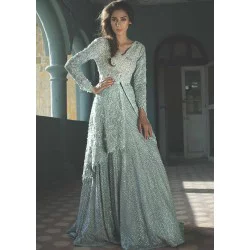 Middle Blue Green Crocus Lehenga