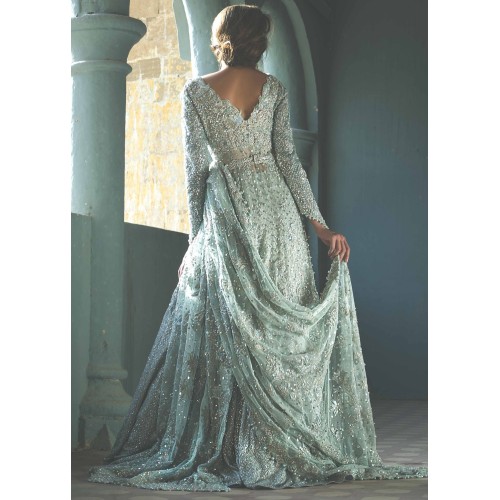 Middle Blue Green Crocus Lehenga