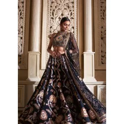 Black Golden Crocus Lehenga