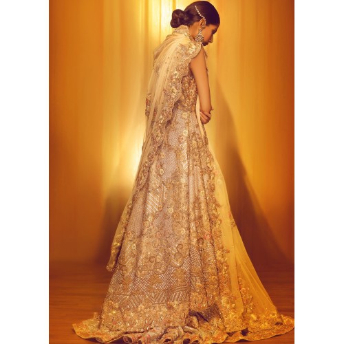 Gold Metallic Crocus Lehenga