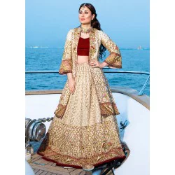 Splashed White Crocus Jacket Lehenga Choli
