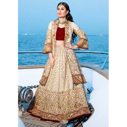 Splashed White Crocus Jacket Lehenga Choli Splashed White Crocus Jacket Lehenga Choli