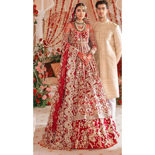 Amaranth Red Zinnia Anarkali
