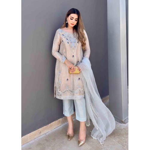 Light Peach Argus Party Wear