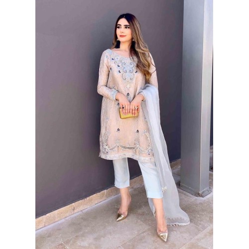 Light Peach Argus Party Wear