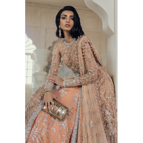 Pink Orange Freesia Lehenga