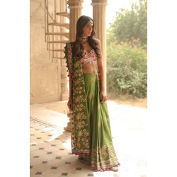 Sap Green Freesia Saree