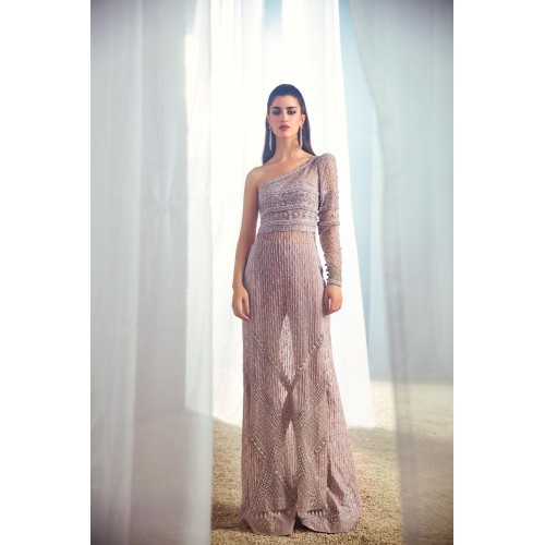 Old Rose Nerine Asymetric Party Wear