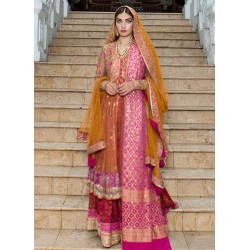 Tangerine Magenta Flora Lehenga