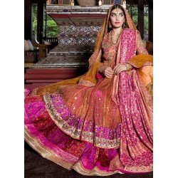 Tangerine Magenta Flora Lehenga