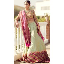 Turquoise Green Flora Lehenga