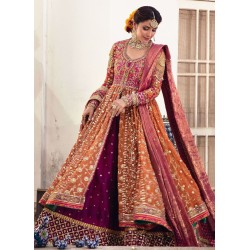 Orange Purple Flora Lehenga
