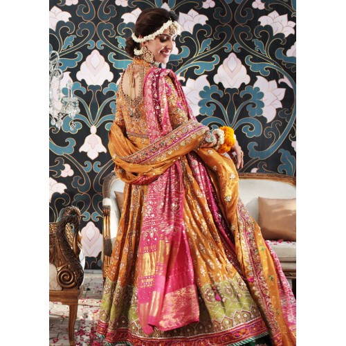Orange Green Flora Jacket for Mehndi Mayun