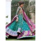 Purple Teal Flora Lehenga