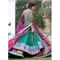 Purple Teal Flora Lehenga