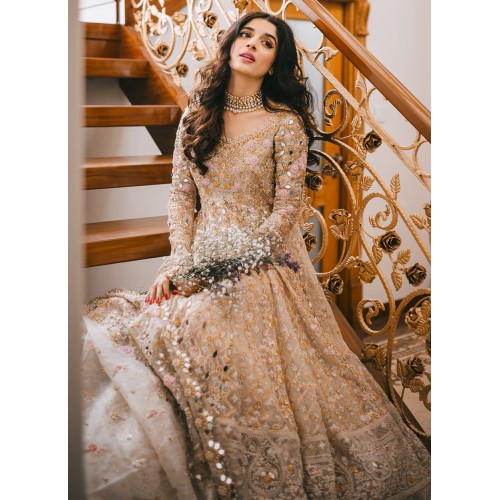 Champagne Flora Overlay Gown