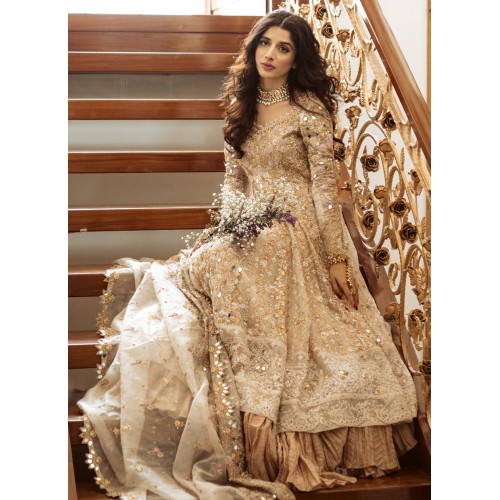 Champagne Flora Overlay Gown