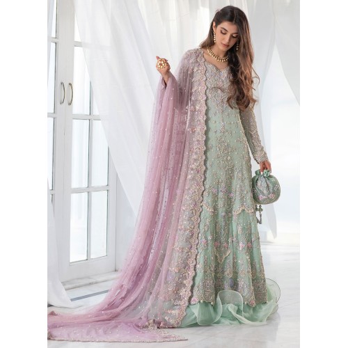 Middle Blue Green Flora Gown