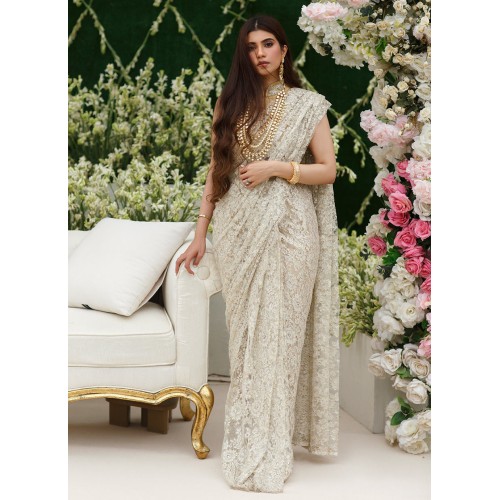 Off White Flora Saree