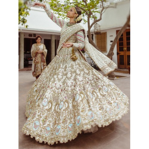 Splashed White Coco Lehenga