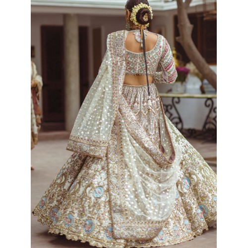 Splashed White Coco Lehenga
