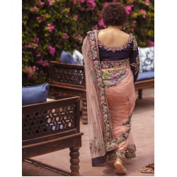 Dark Navy and Pink Coco Saree