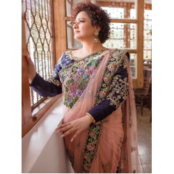 Dark Navy and Pink Coco Saree