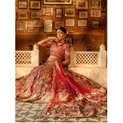 English Vermillion Coco Lehenga