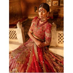 English Vermillion Coco Lehenga