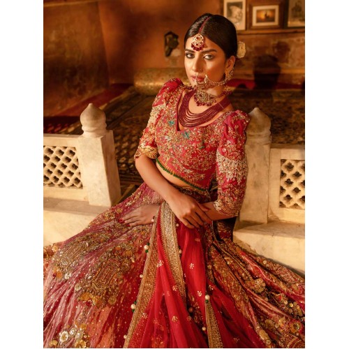 English Vermillion Coco Lehenga