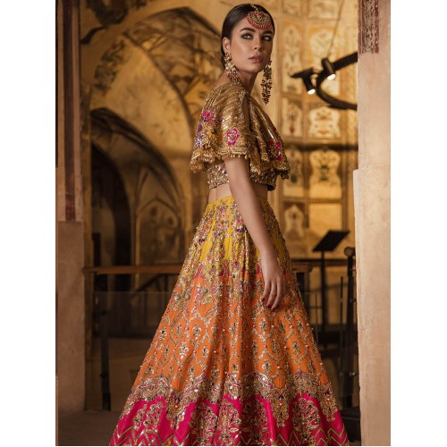 Multi-Tone Coco Lehenga for Mehndi Mayun Multi-Tone Coco Lehenga for Mehndi Mayun