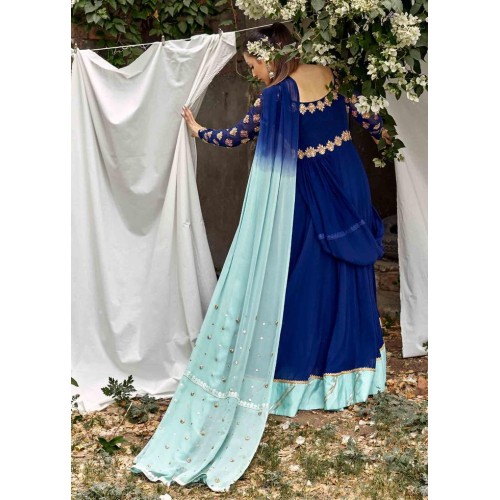 Midnight Blue Celeste Zephyr Saree Dress Midnight Blue Celeste Zephyr Saree Dress