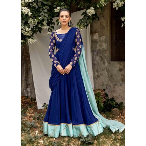 Midnight Blue Celeste Zephyr Saree Dress Midnight Blue Celeste Zephyr Saree Dress