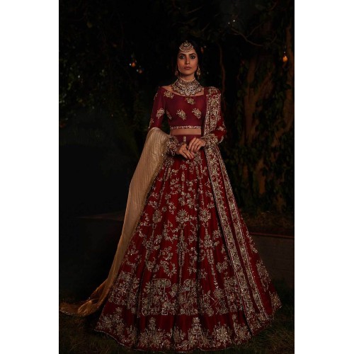 Deep Carmine Peony Lehenga