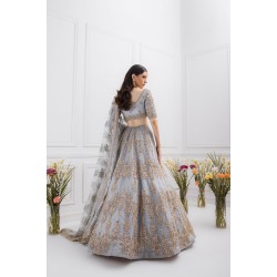 French Grey Peony Lehenga Choli