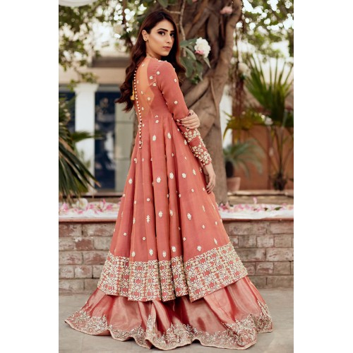 Vivid Tangerine Peony Pishwas