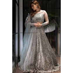 Slate Gray Peony Lehenga