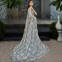 Light Cadet Grey Peony Lehenga Saree Light Cadet Grey Peony Lehenga Saree