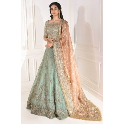 Cambridge Blue Peony Lehenga