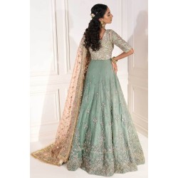 Cambridge Blue Peony Lehenga